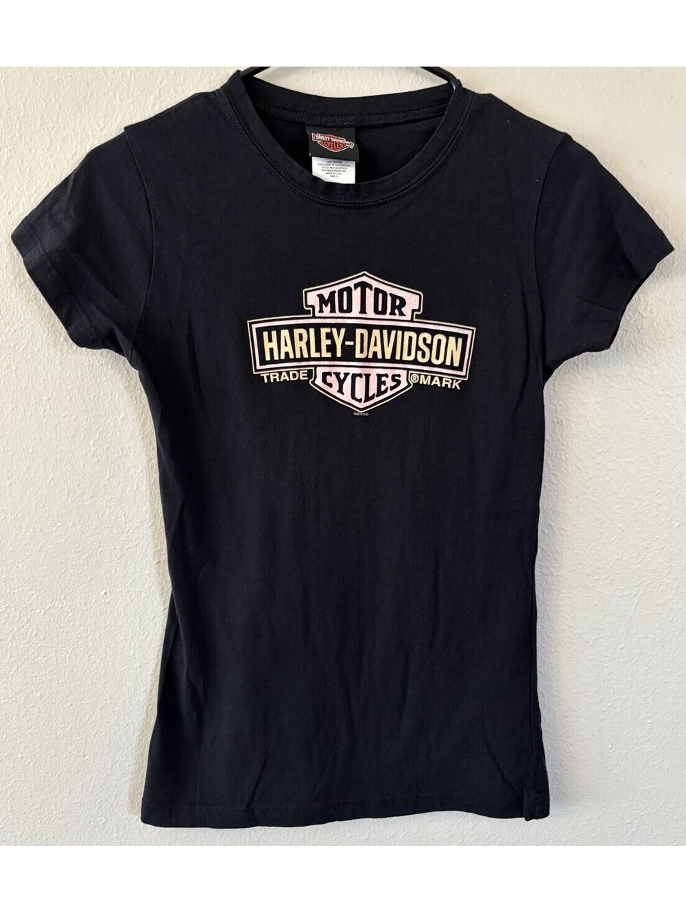 Vintage Harley Davidson Women’s Black&Pink Graphic T Shirt LA Size Small